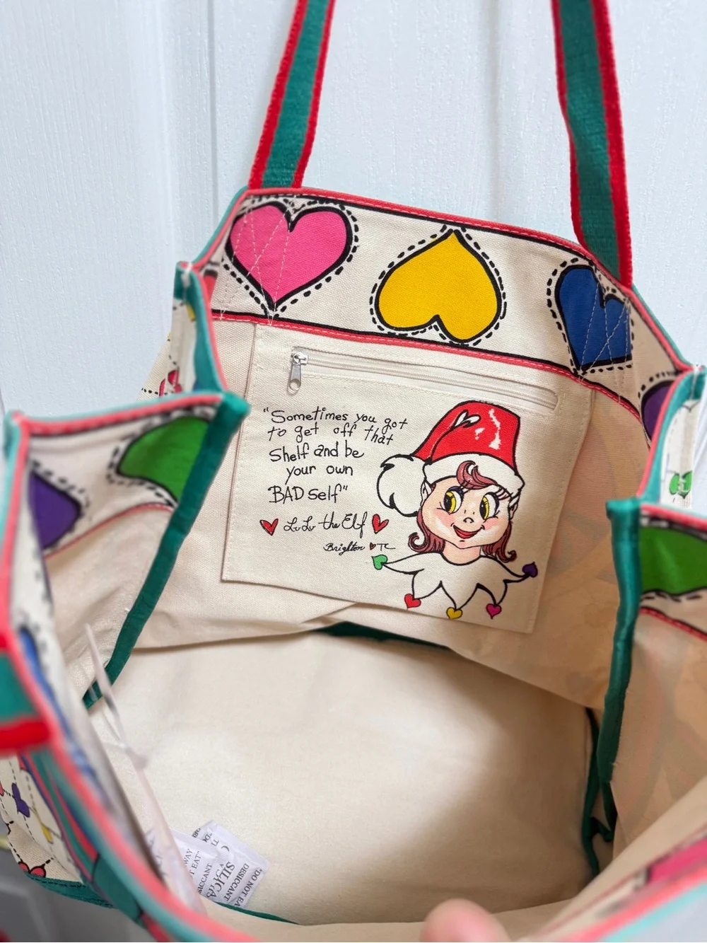 Brighton Multicolor Heart-Print Cosmetic Pouch with Ribbon Accent